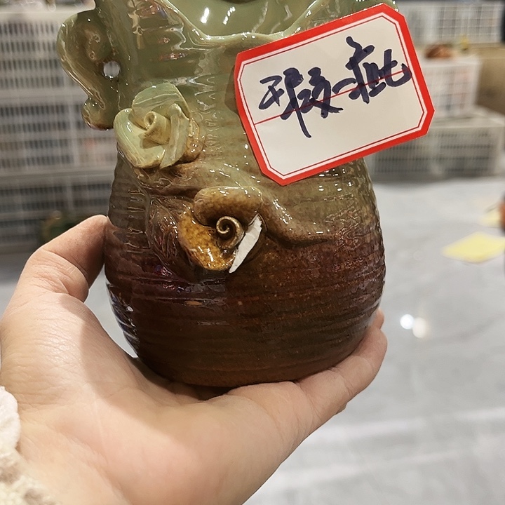 瓷片花盆多肉植物艺术品