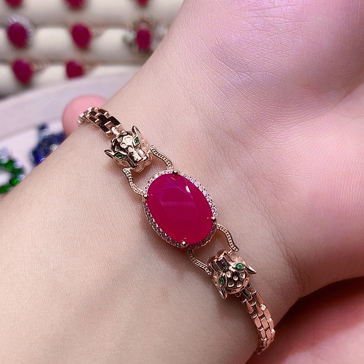 手链银S925镶嵌红宝石