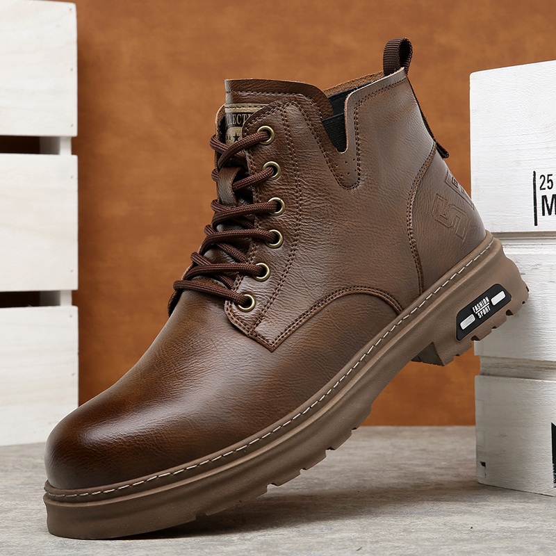 马丁靴春秋纯色欧美风通用高帮休闲鞋平跟中国风