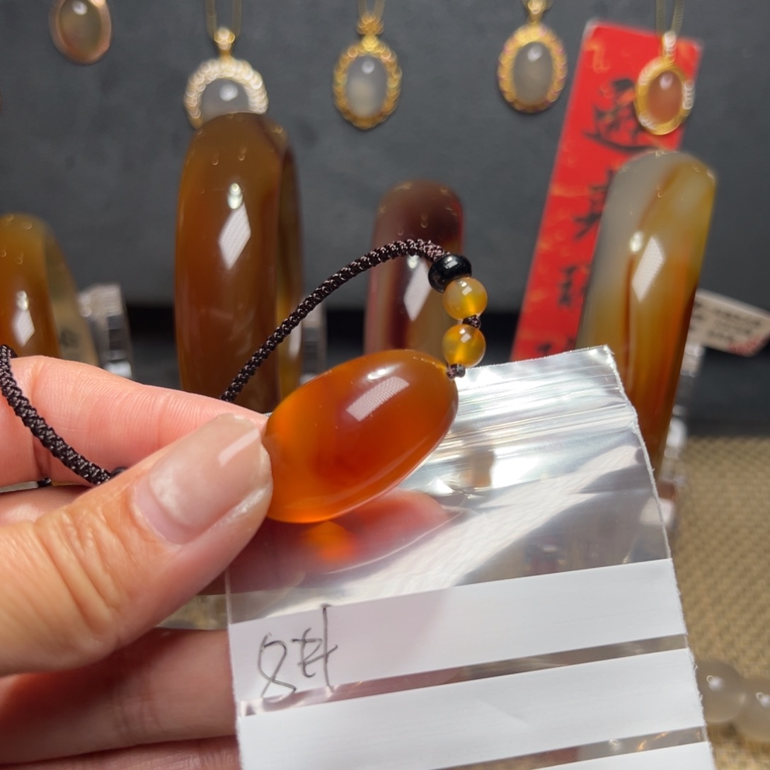 玛瑙/玉髓颈饰合金黑*8