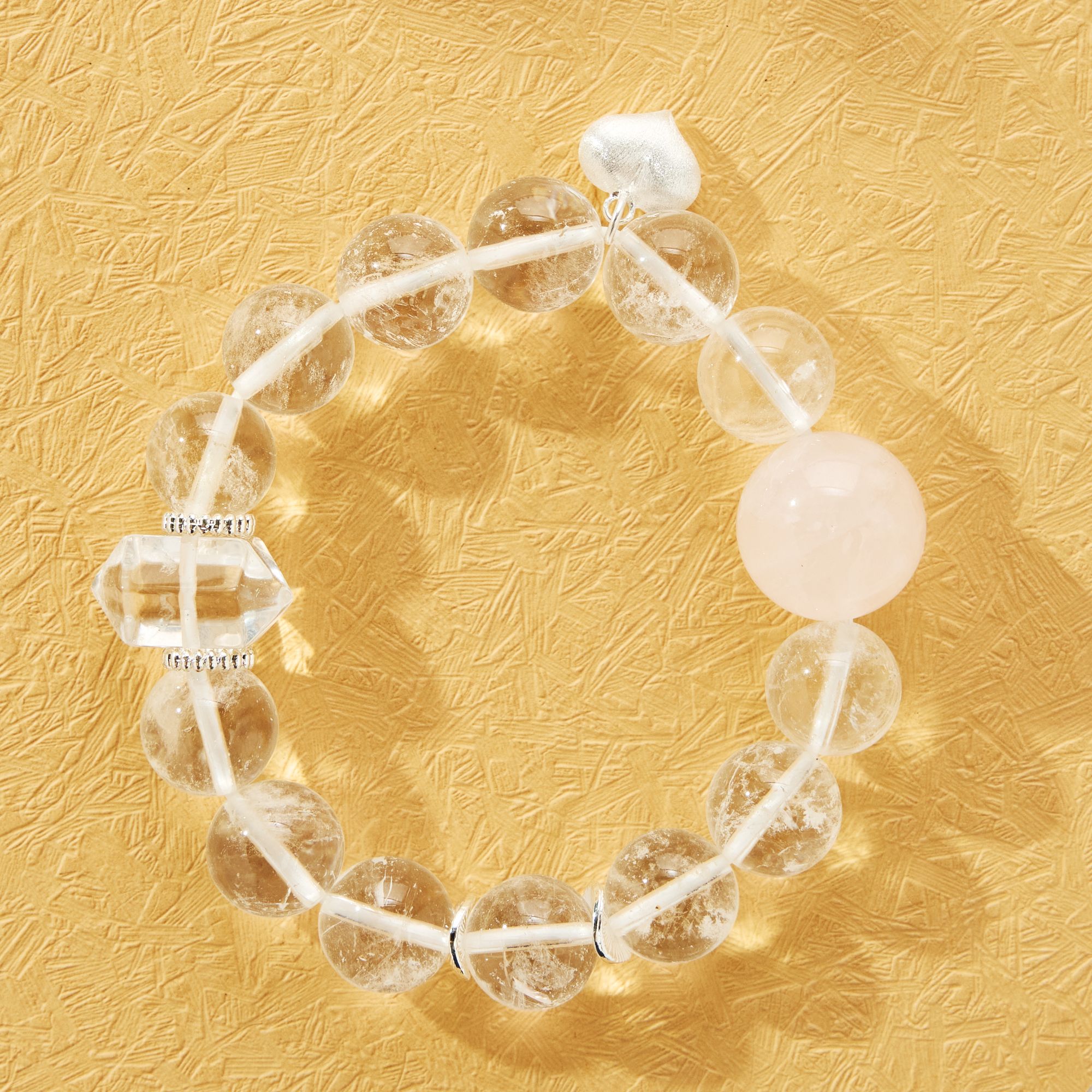 【云涡眠樱】 天然白水晶大颗粒粉晶手链新中式单圈手串