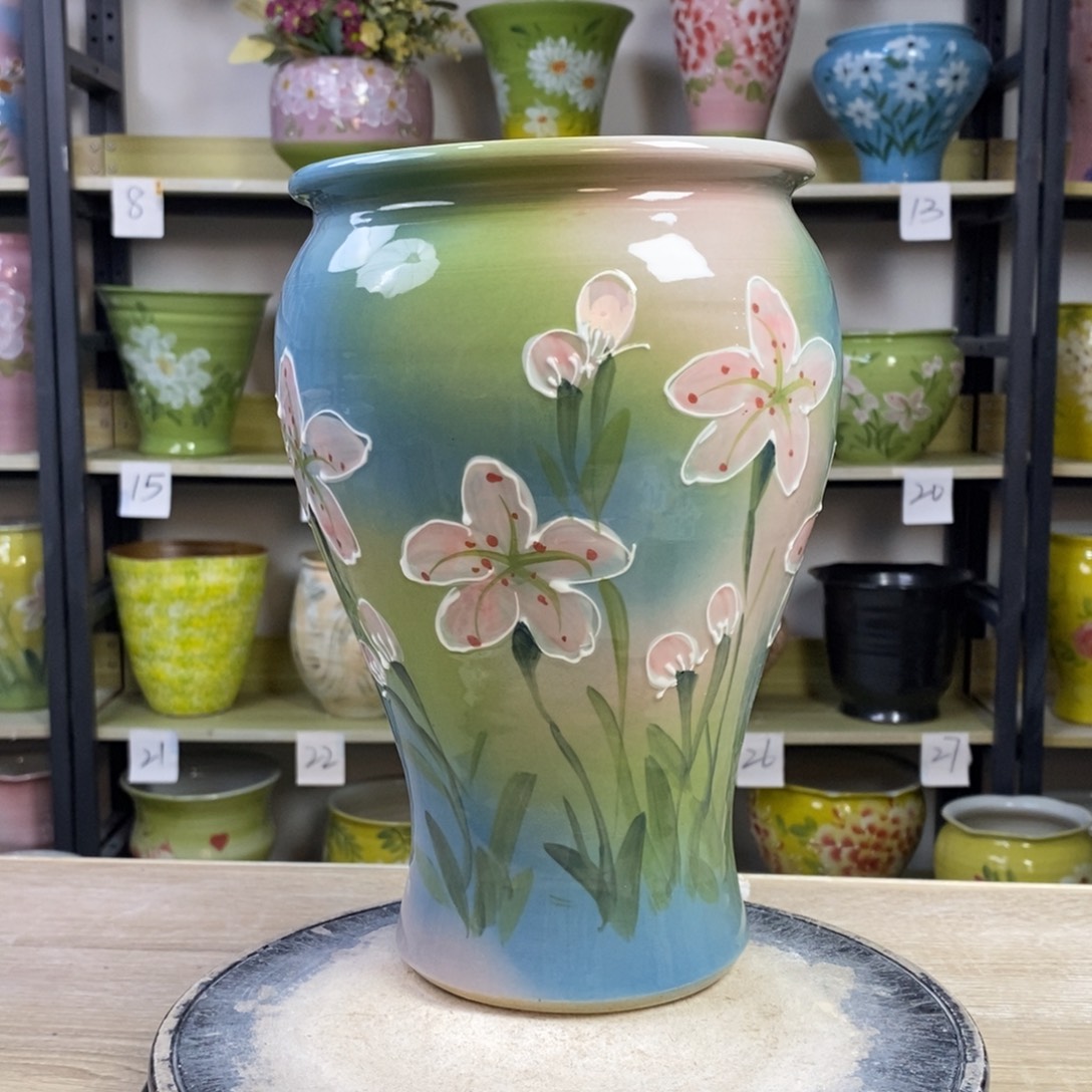 景德镇手工手绘陶瓷花盆
