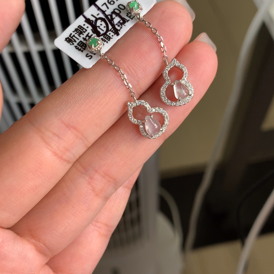 翡翠银S925镶嵌吊坠(不含链)耳钉