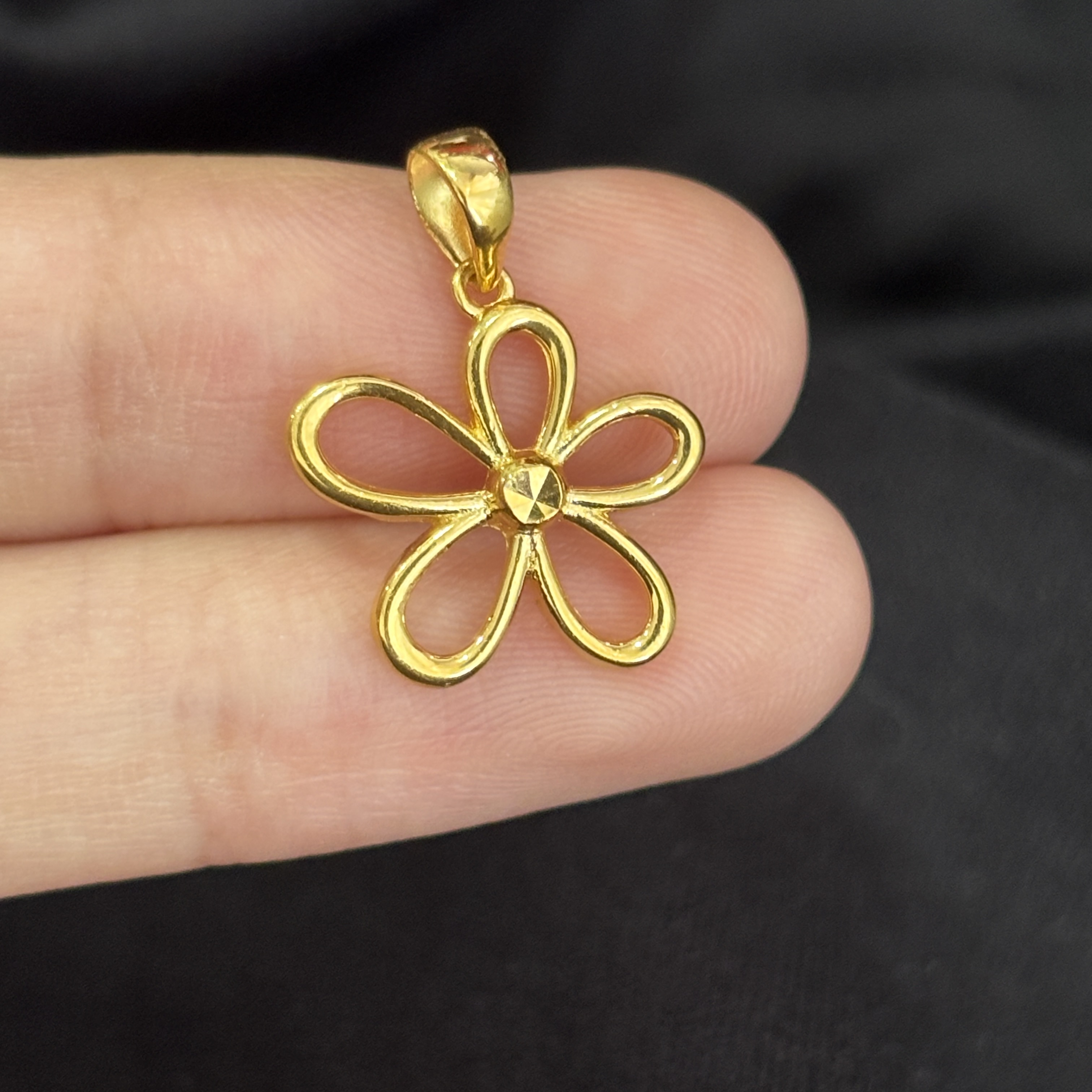 亮面格桑花吊坠足金999