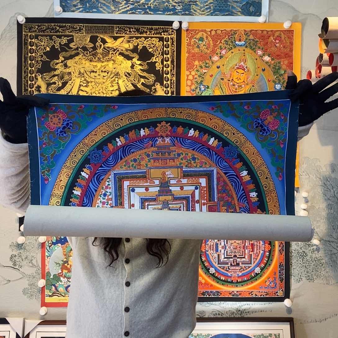 卷轴画纯手绘坛城唐卡50厘米左右