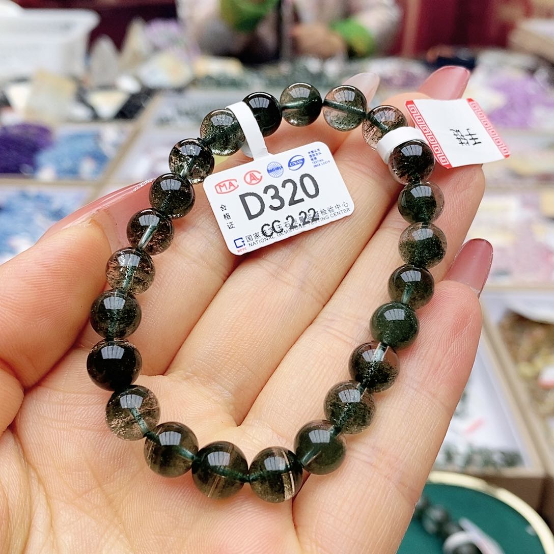 水晶手绳未镶嵌烈****?D320绿幽灵千层8m