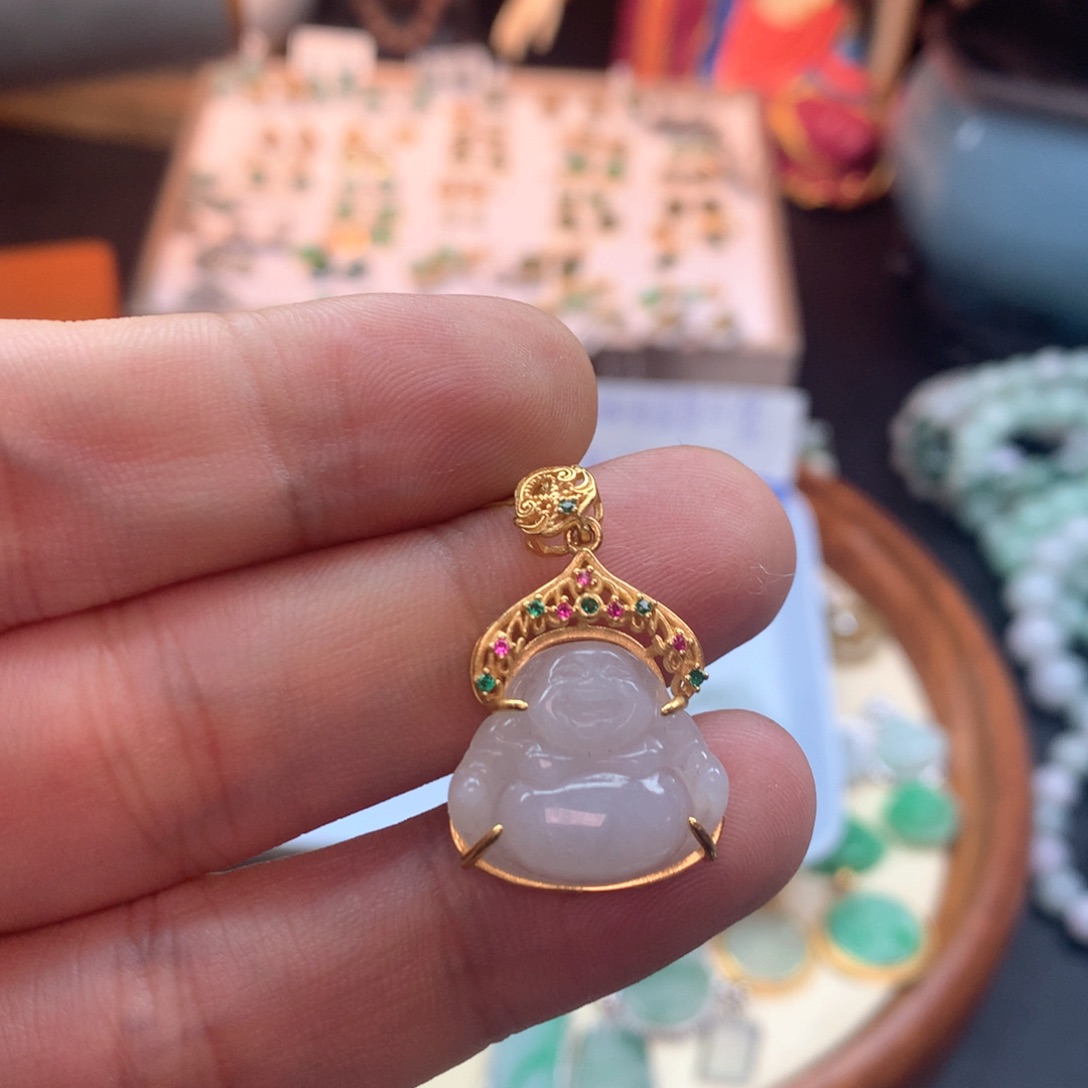 颈饰银S925镶嵌翡翠