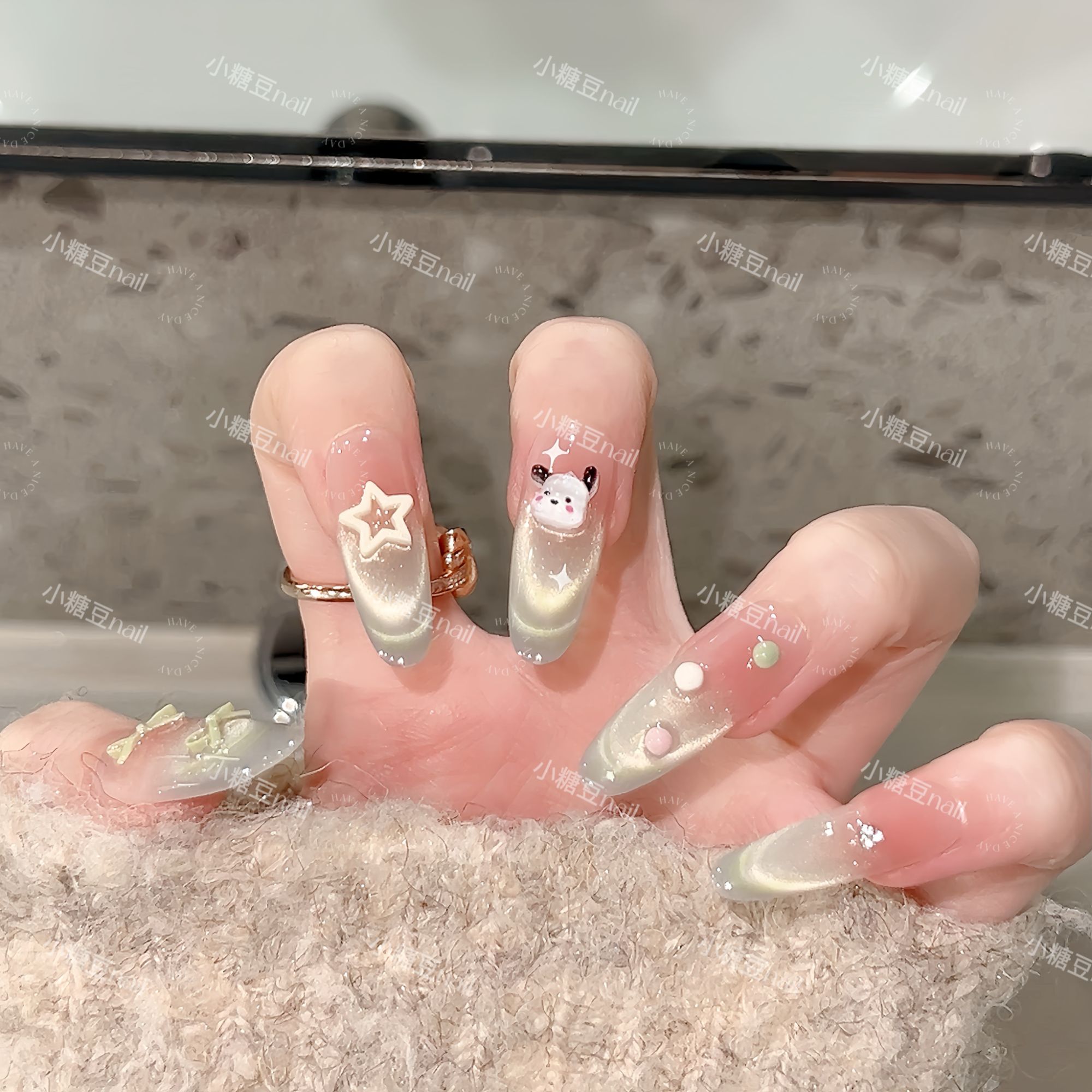 【帕恰狗之梦】法式猫眼甜美系帕恰狗高级显白四季可拆卸穿戴甲片