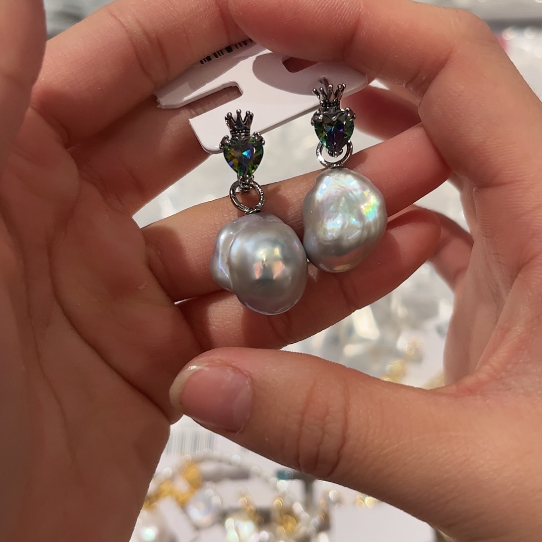 合金淡水珍珠耳饰