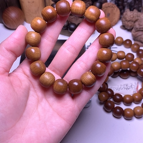 檀香木手串/手链檀香玉化黑肉13/14横纹虎皮沉