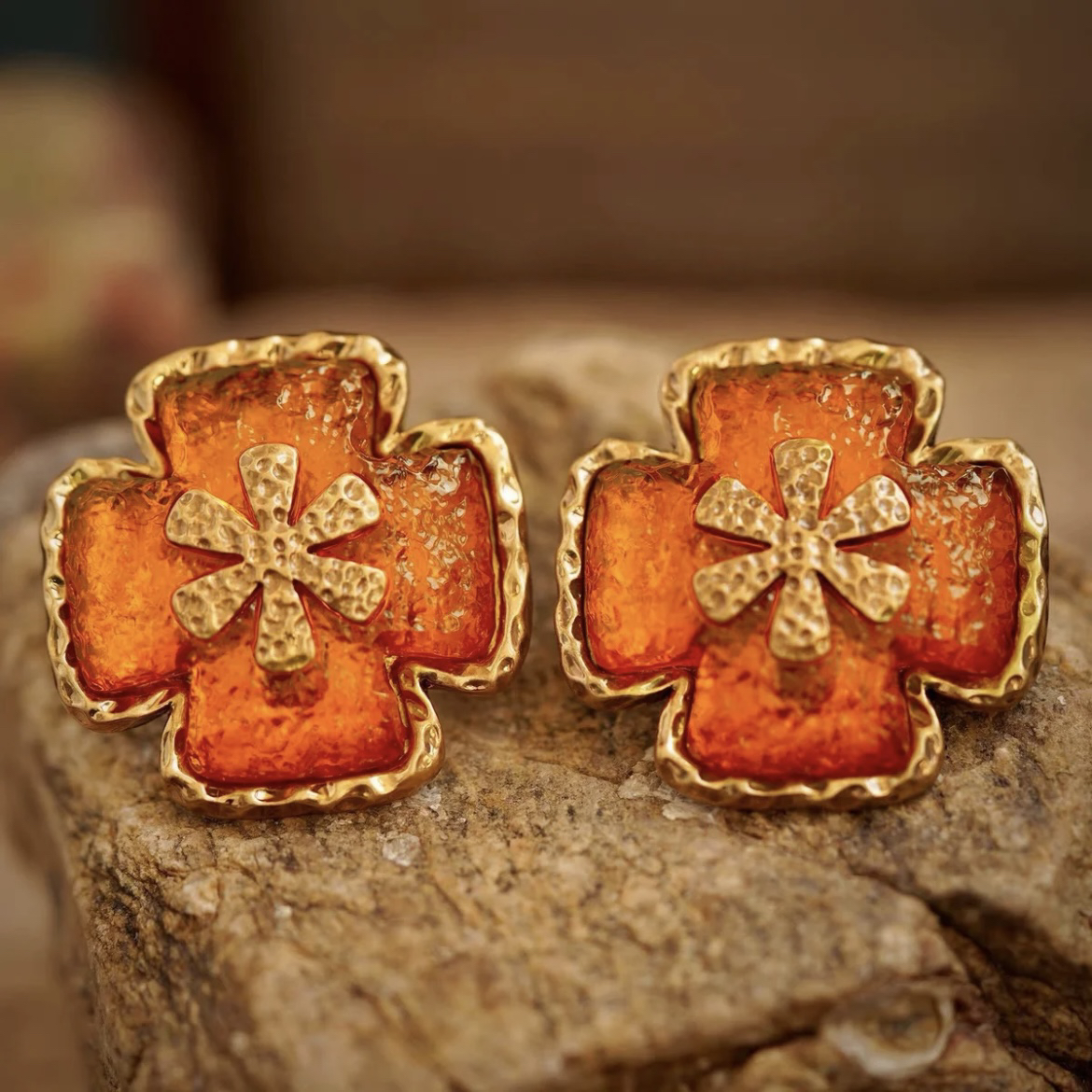 铜合金耳饰 619，美产KF 元气满满热烈光明、中古复古vintage