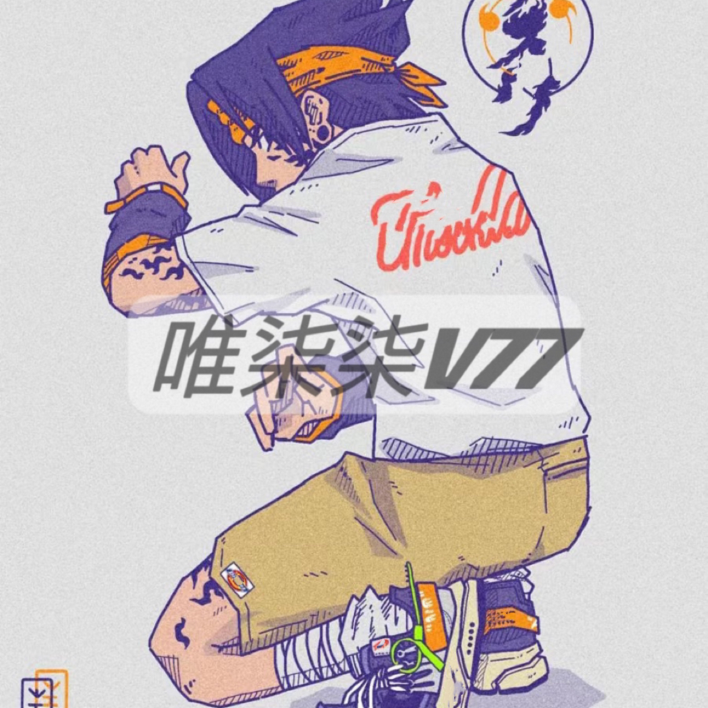 V77【巧克力色西部斑点狗】V77新款复古重磅刺绣拼接长裤男女同款