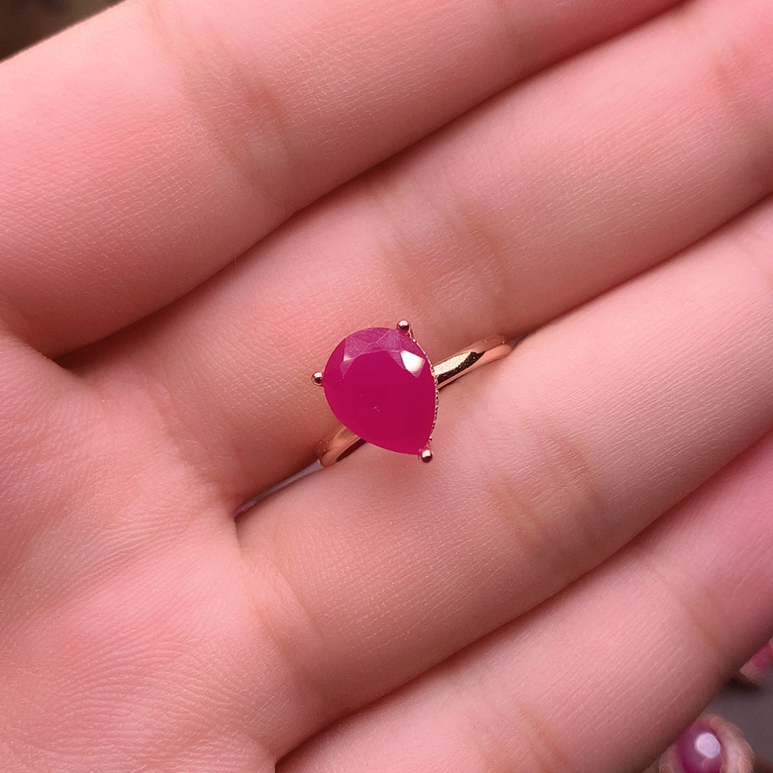 红宝石戒指银S925镶嵌