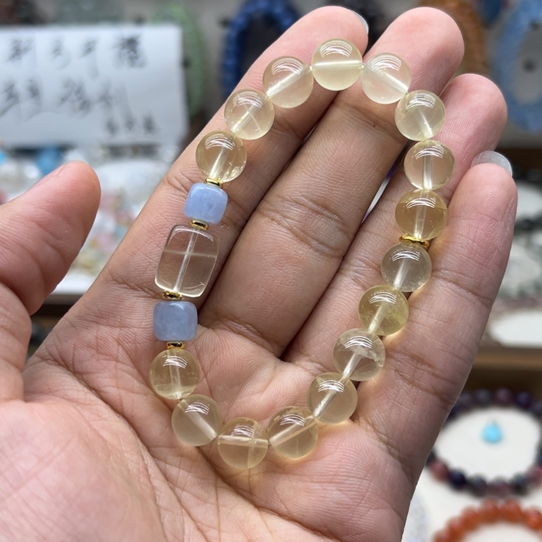 水晶手链未镶嵌柠檬黄diy