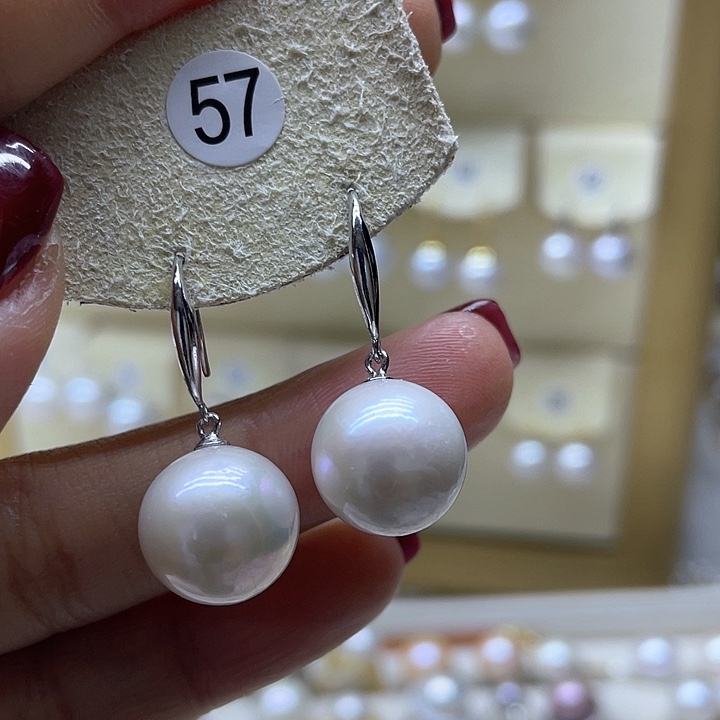 淡水珍珠耳饰银S925镶嵌