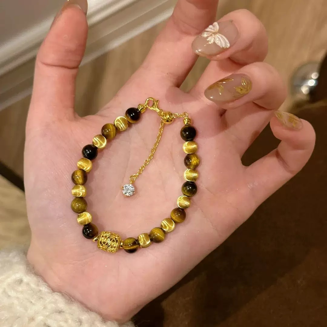 铜合金手链 璀璨姐妹复古通用轻奢高级虎眼石猫眼手链BJ011