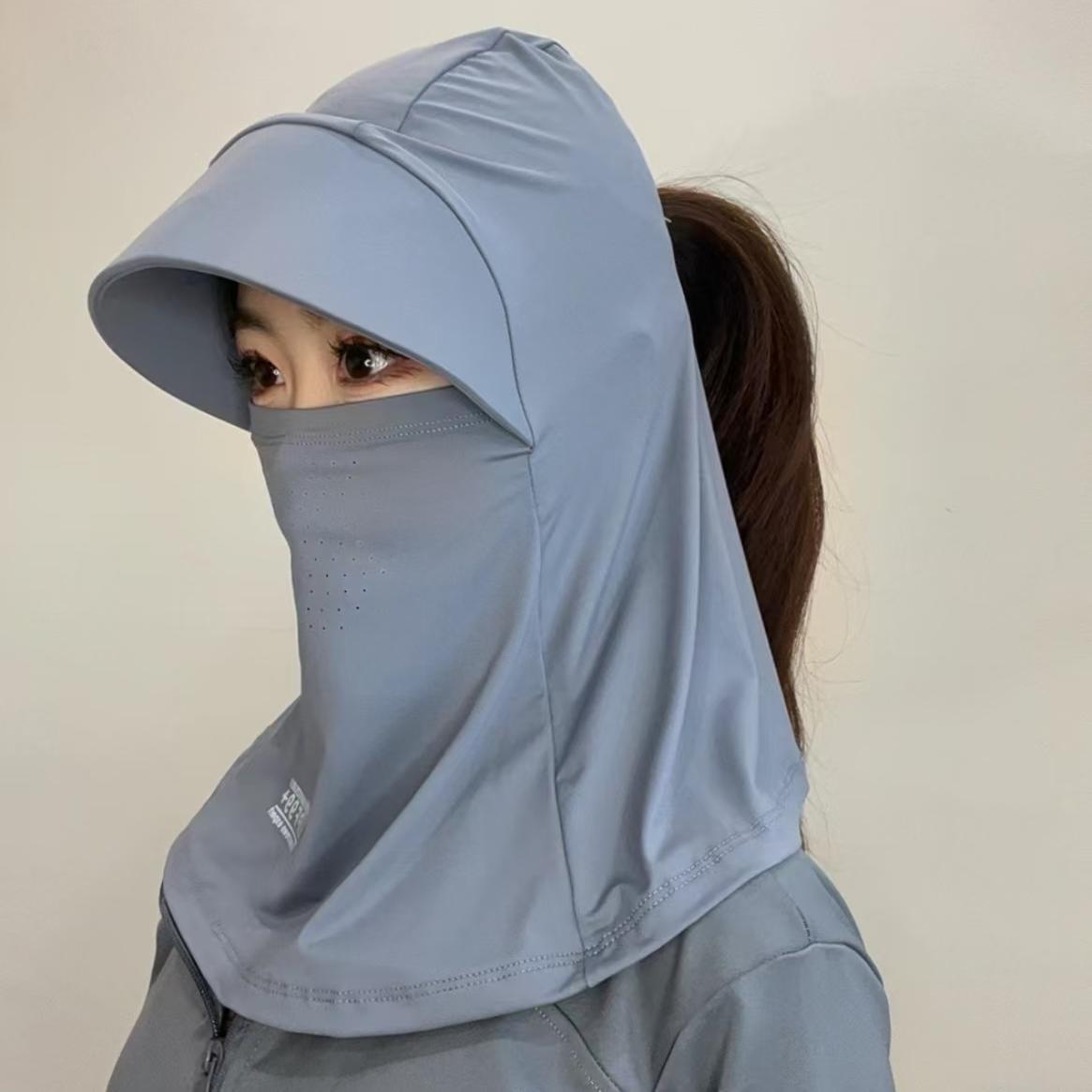 遮阳全脸帽子女夏季防晒帽防紫外线户外遮脸骑行太阳帽护颈面罩