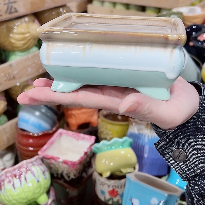 有孔，凑单福利满10元发货陶瓷多肉花盆！