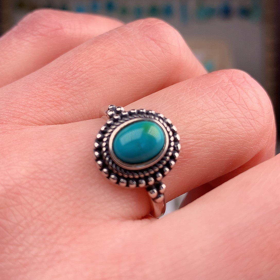 绿松石戒指银S925镶嵌
