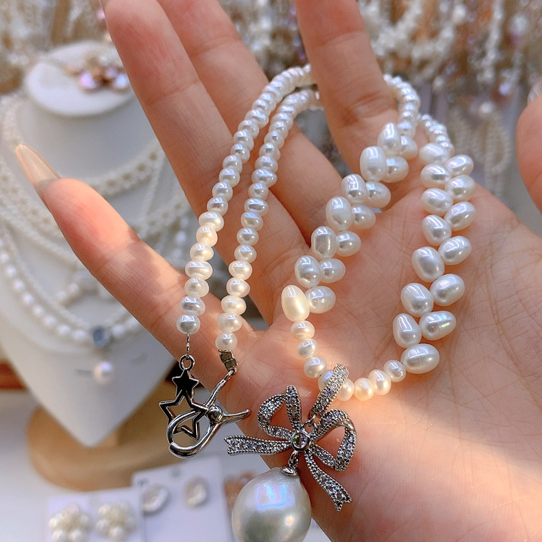 银S925镶嵌淡水珍珠发饰?****