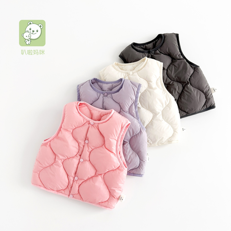 【现货】叭啦妈咪儿童羽绒马甲2025秋冬新款男女宝洋气保暖HQM4002