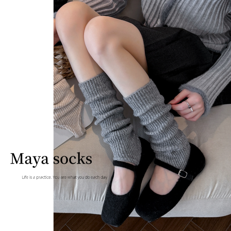 Maya踩脚羊毛堆堆袜套女秋冬芭蕾风保暖百搭长筒袜y2K慵懒风腿套