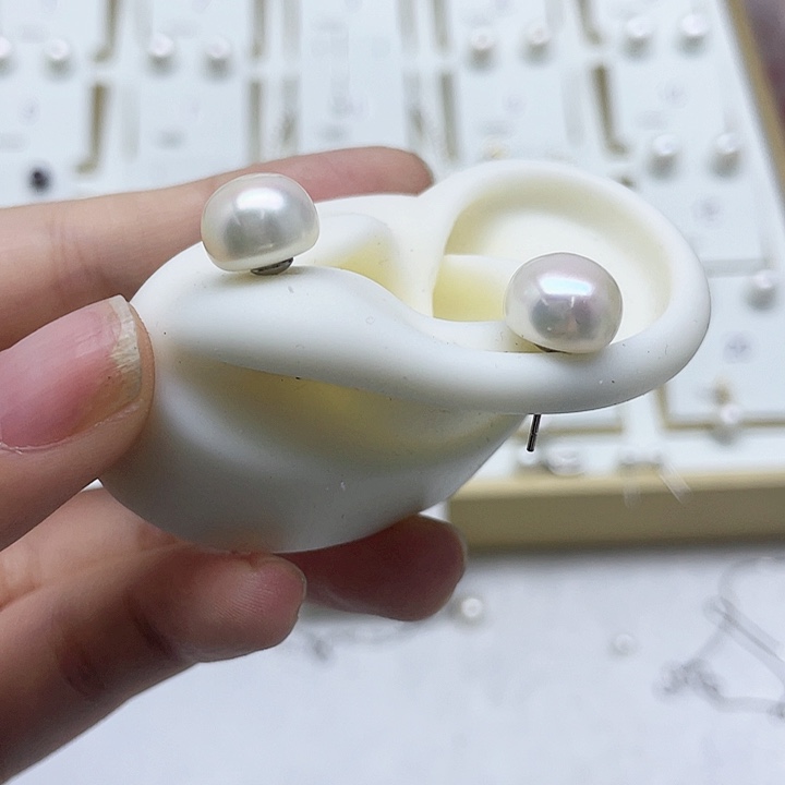 淡水珍珠耳饰银S925镶嵌?****?