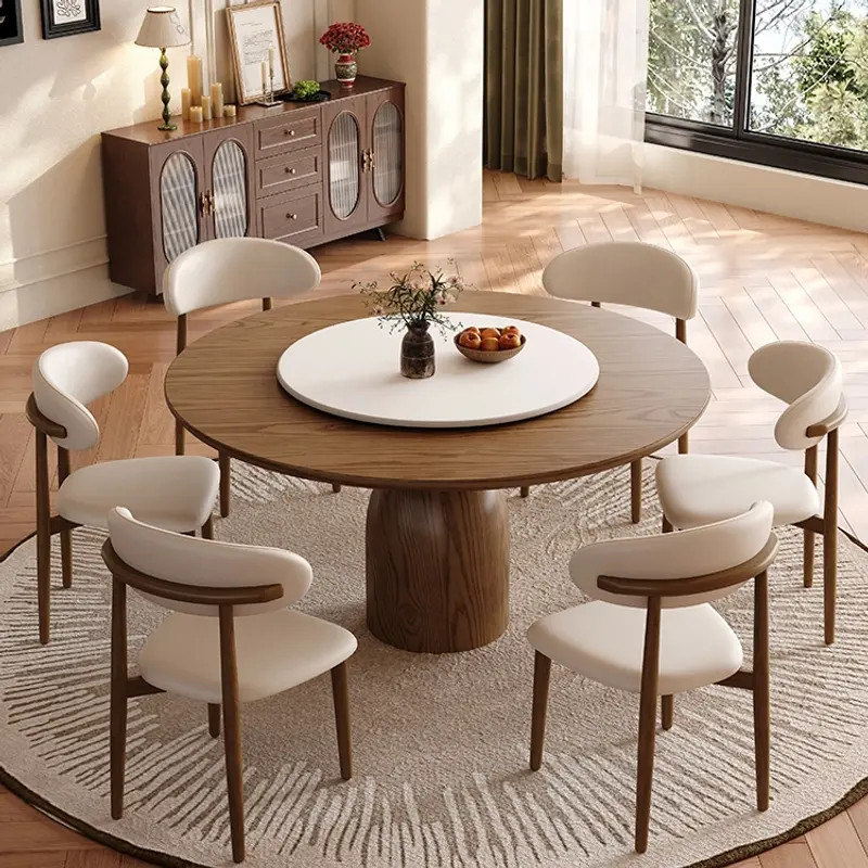 白蜡木中古风 餐桌餐厅桌子家用餐桌轻奢新中式客厅酒店简约