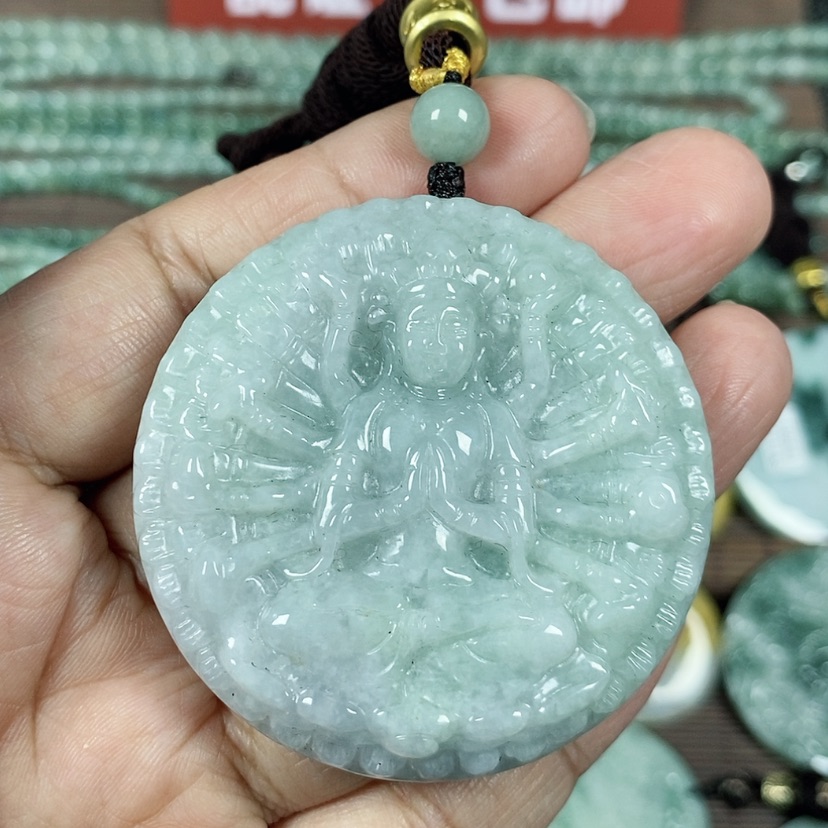 【闪购商品】翡翠颈饰未镶嵌玉吊坠翡翠玉厚装千手观音