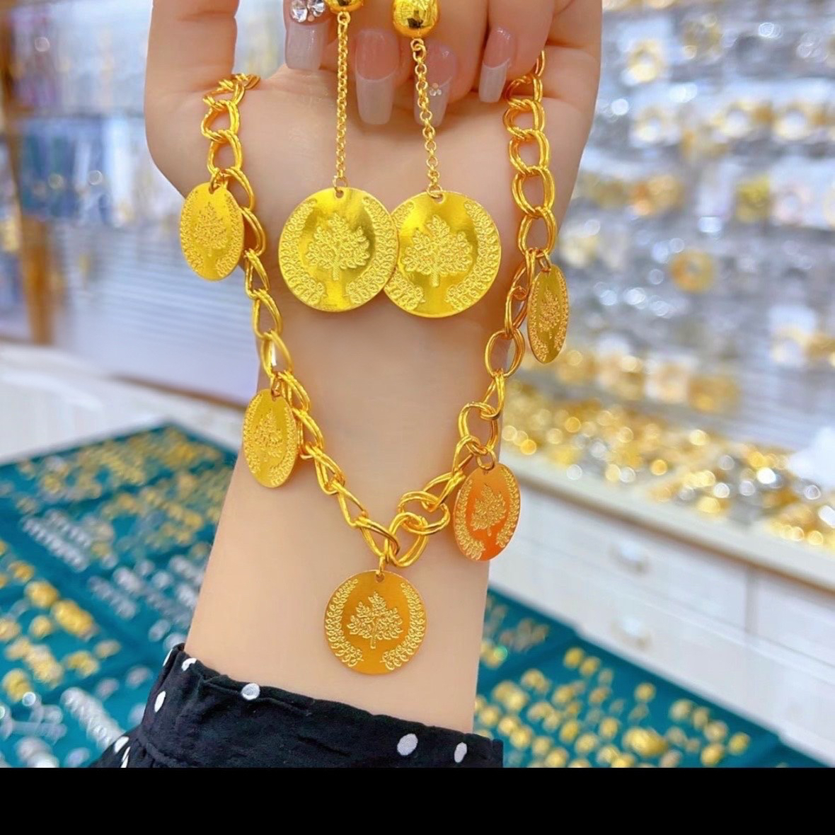 铜合金项链 铜合金 新款时尚百搭气质tagga两件套