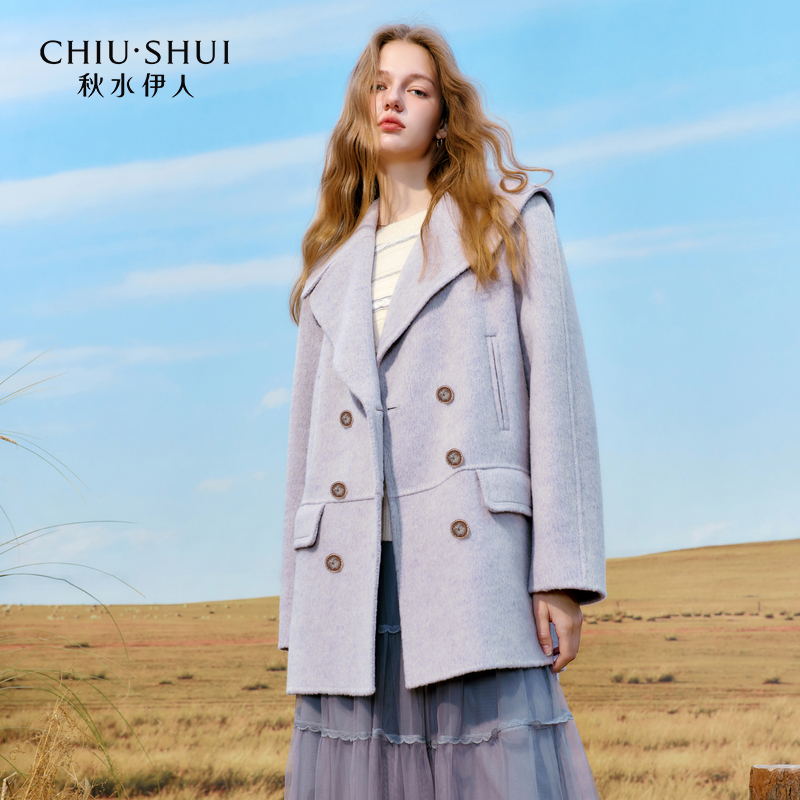 【小余专属】秋水伊人绵羊毛法式中长款大衣冬季年新款女装大