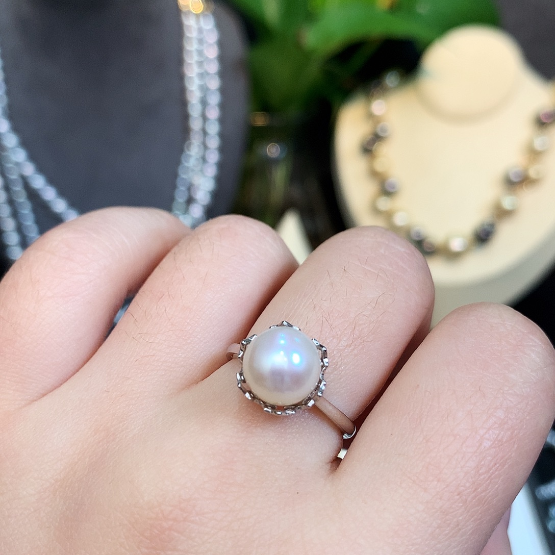 淡水珍珠银S925镶嵌戒指