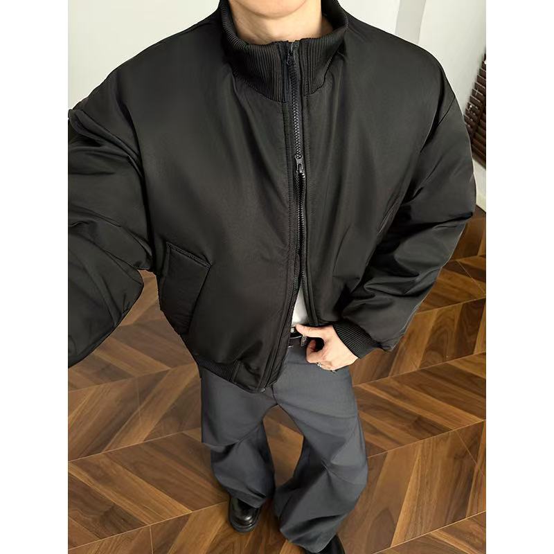 美式复古短款秋冬情侣免烫防风立领飞行夹克外套潮流宽松外套大码