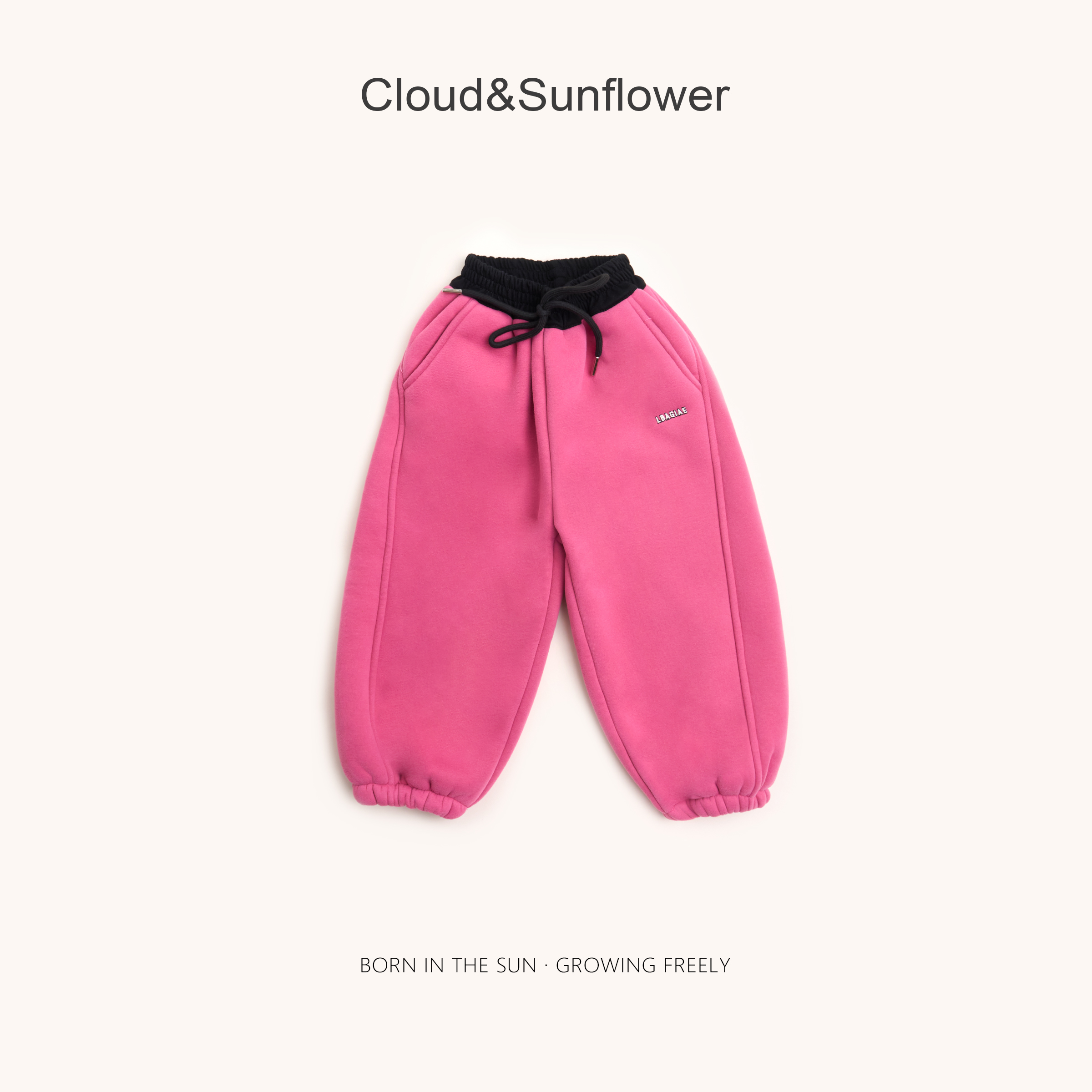 【云朵小葵】女童冬季新款撞色英文小标抽绳加厚休闲束脚裤71399