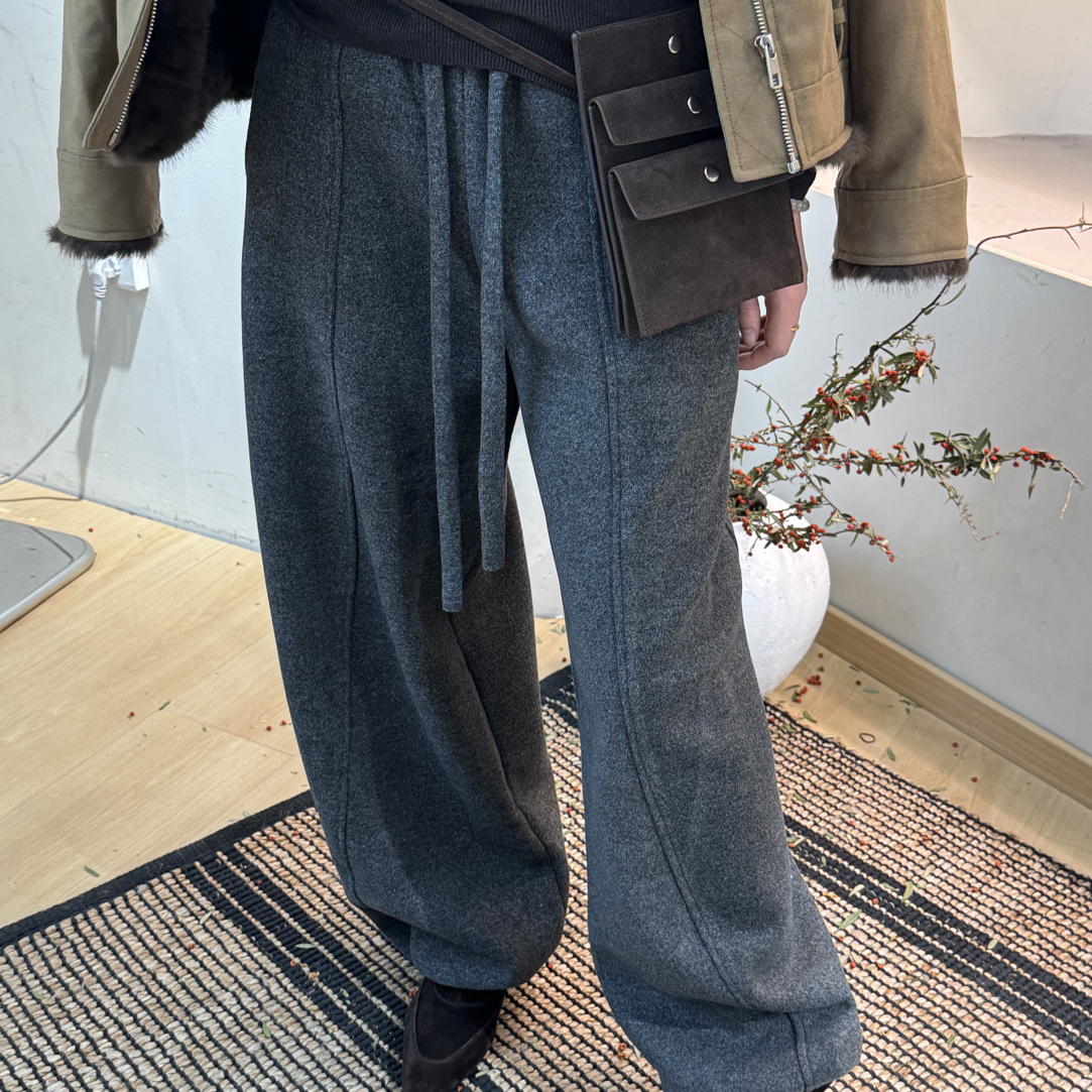 加绒加厚慵懒风休闲百搭羊绒弯刀裤云朵裤