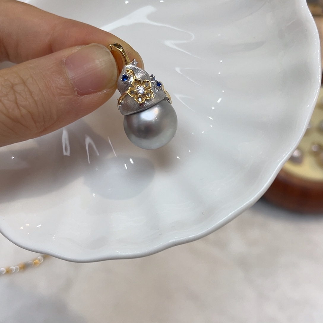 银S925镶嵌吊坠(不含链)海水珍珠
