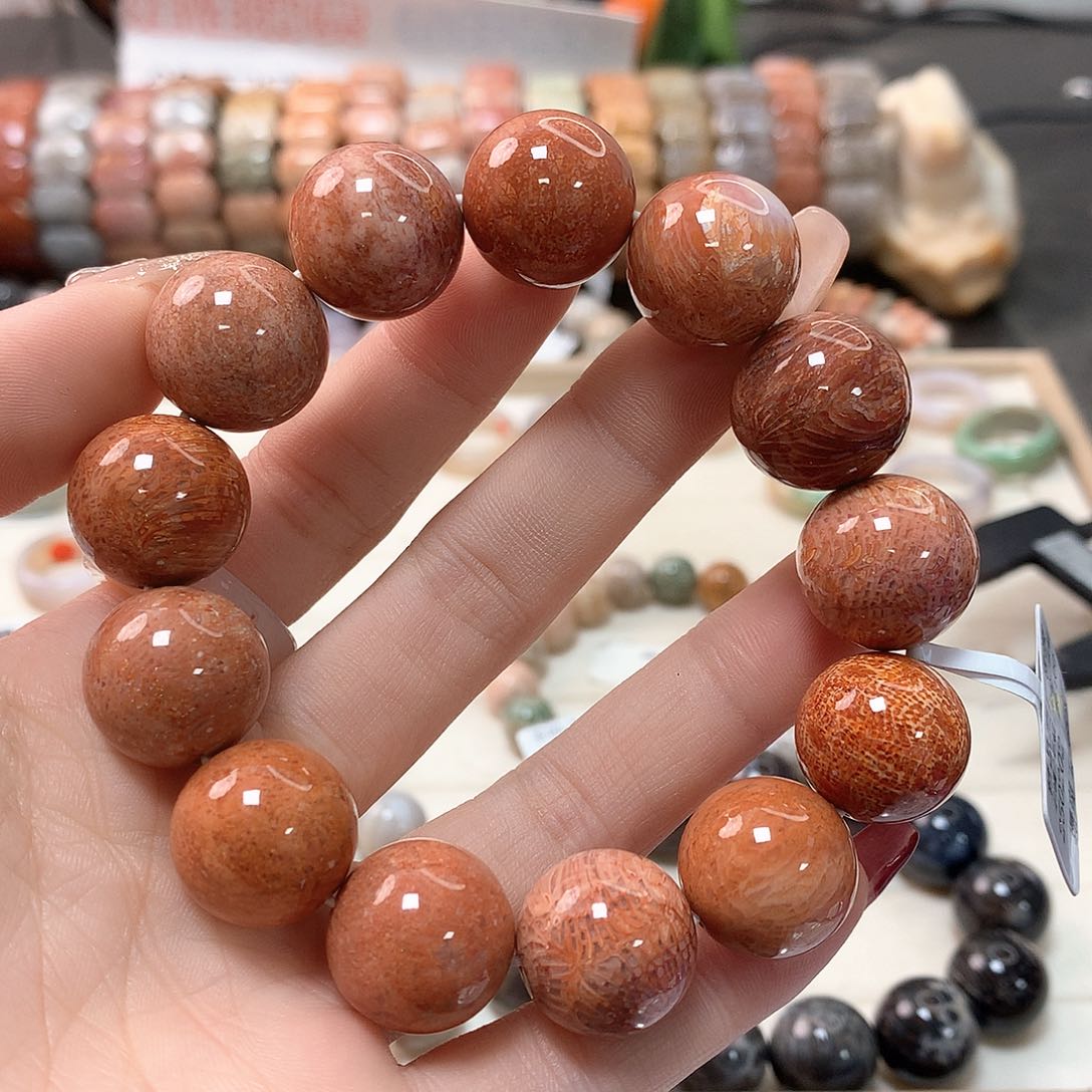 硅化珊瑚（珊瑚玉）手链未镶嵌物****分282