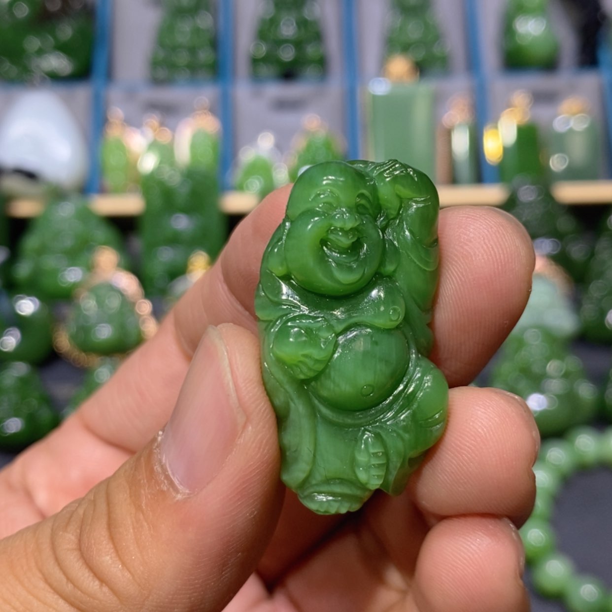 【闪购商品】和田玉吊坠(不含链)未镶嵌粉绿逍遥佛