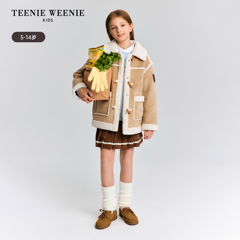 TeenieWeenie Kids小熊童装25秋冬仿羊羔毛麂皮外套TKJU258T42N