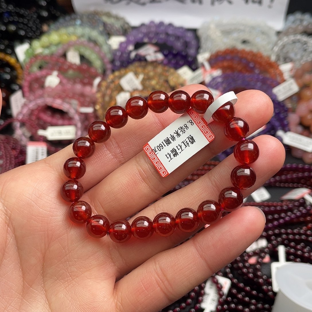 石榴石手链未镶嵌看****猹8.8毫米单圈橙红石榴石