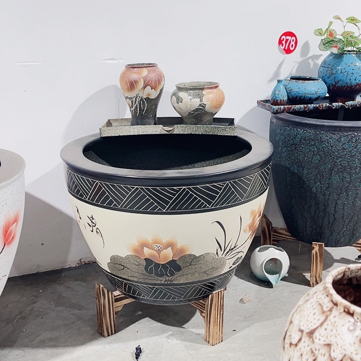 逸***菲景德镇陶瓷鱼缸艺术直径73高度50