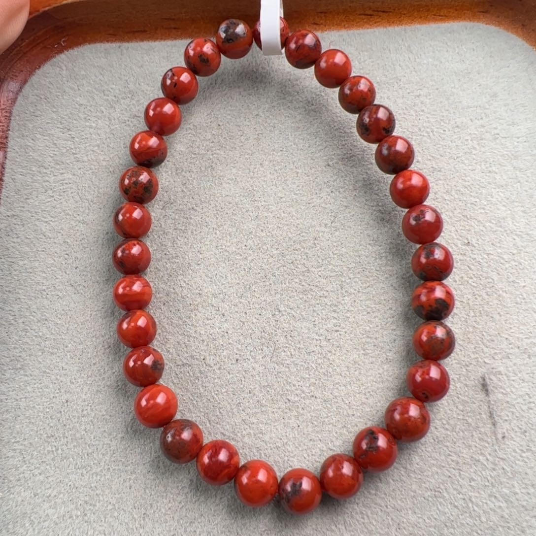 南红玛瑙未镶嵌（鸡血铁皮包浆手串6mm+