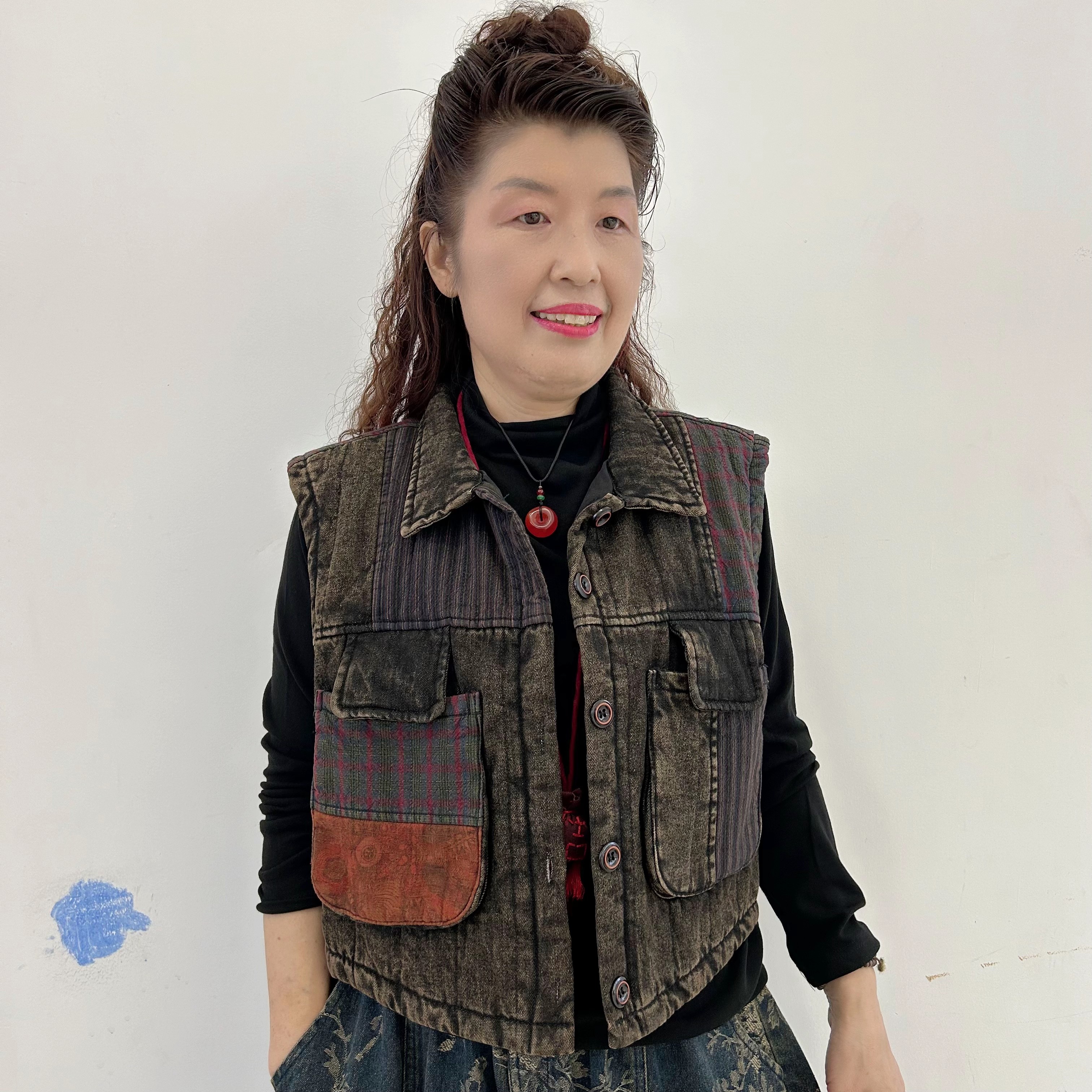 658秋冬款砂洗做旧宽松休闲牛仔棉马夹