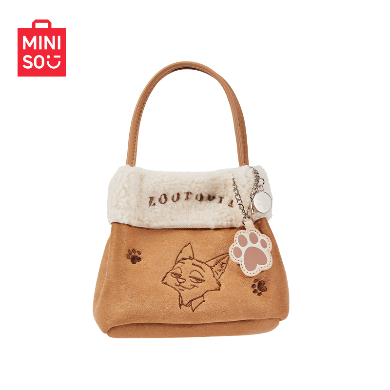 名创优品迪士尼疯狂动物城系列毛绒拼接斜挎包朱迪尼克通用款女包