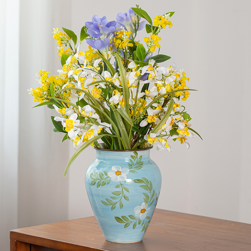 手绘陶瓷花瓶中式风格适合客厅摆件玄关插花家居装饰桌面水培鲜花