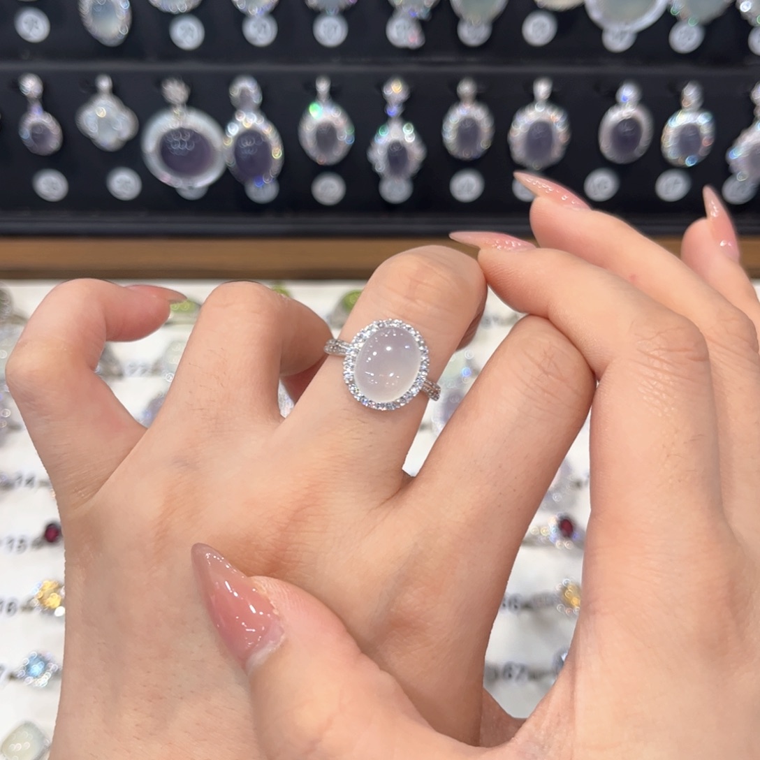 雾***）岫玉银S925镶嵌戒指