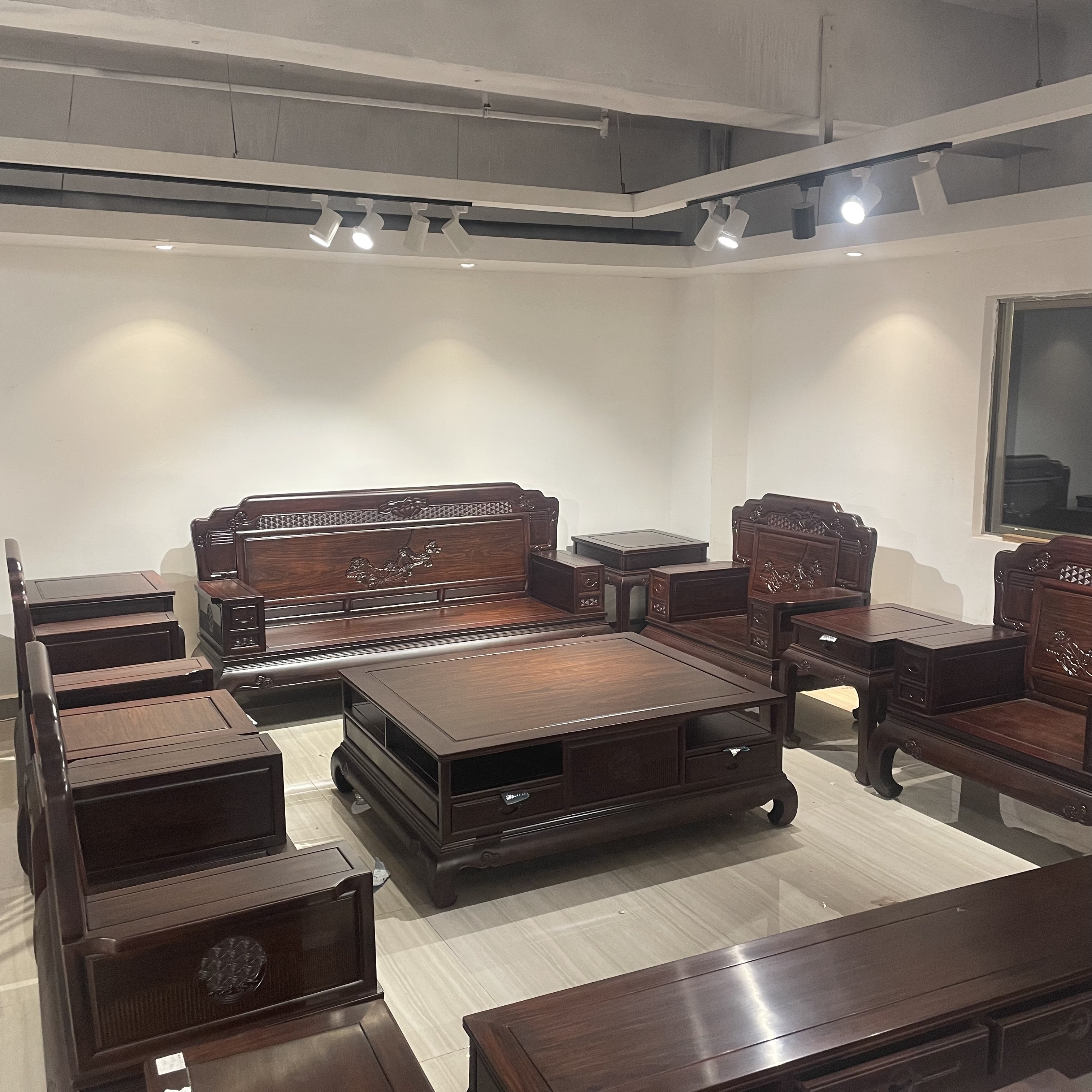 【荷花沙发十件套】酸枝沙发红木榫卯原木客厅家用新中式古典