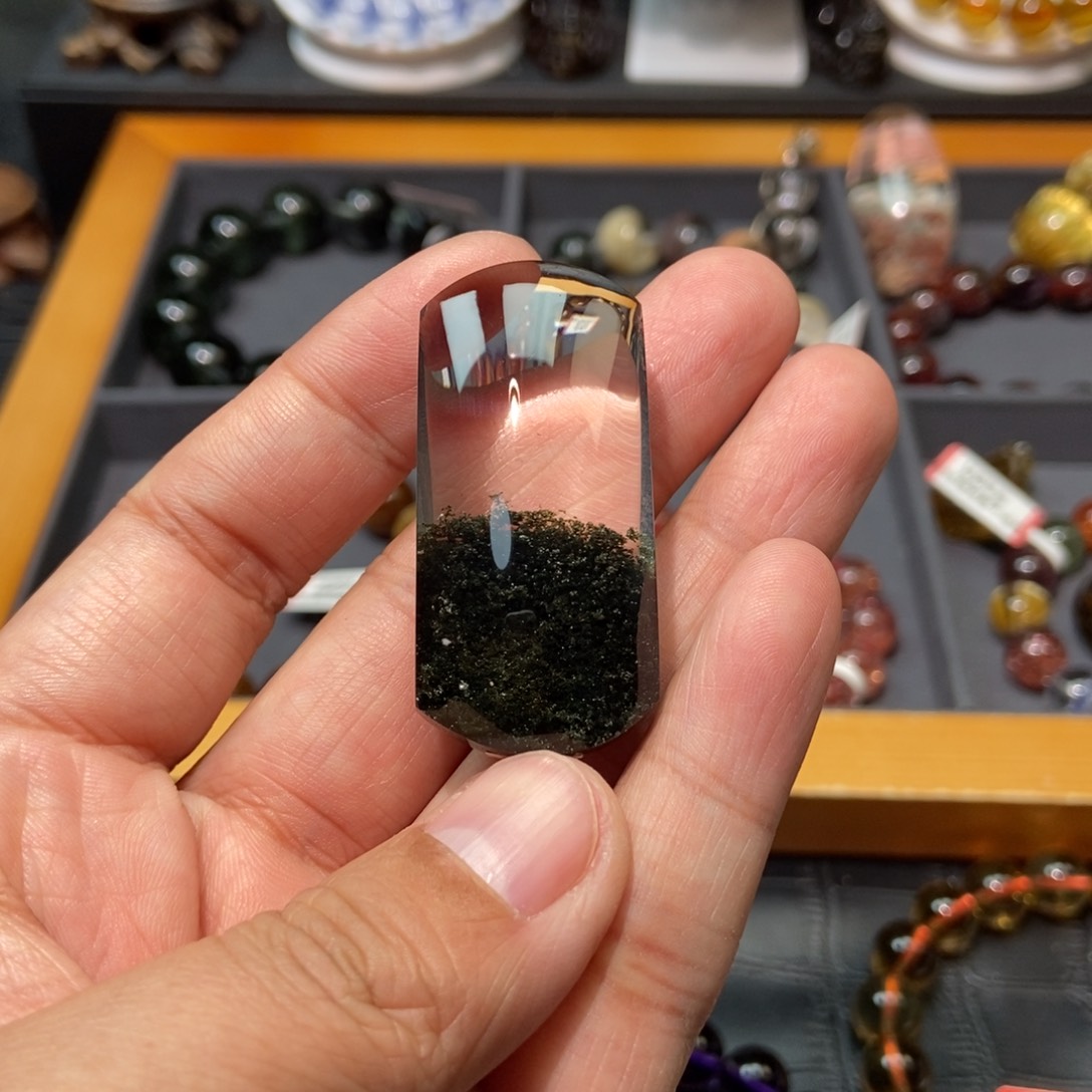 水晶绿幽灵聚宝盆无事牌吊坠未镶嵌J****a