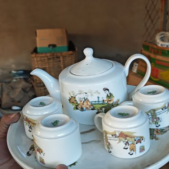 库存微瑕三娘教子多孔茶壶一套容量500