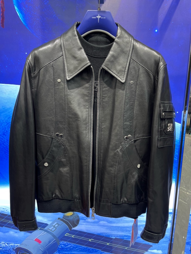 戈诺尔2024时尚新款夹棉皮夹克